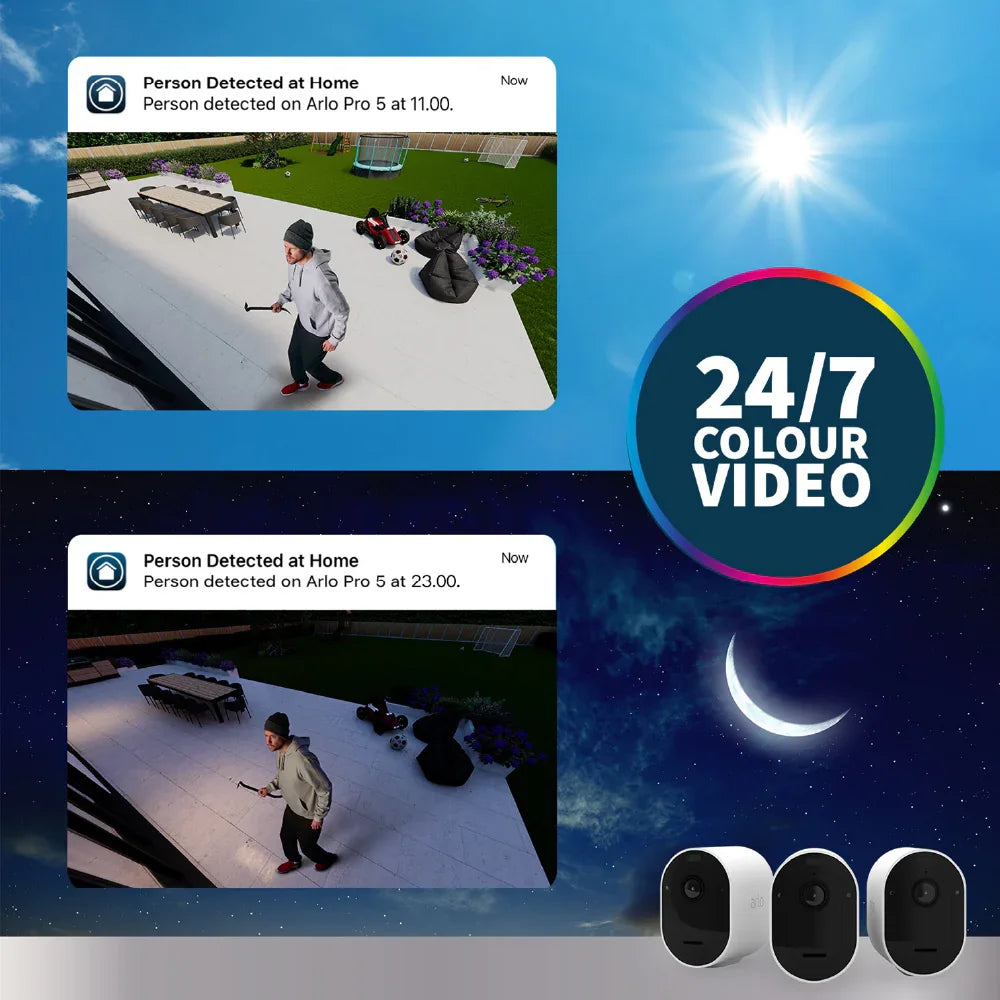 ARLO Pro 5 VMC4460P 2K Quad HD Wireless HDR Security Camera Bundle - 4 Camera