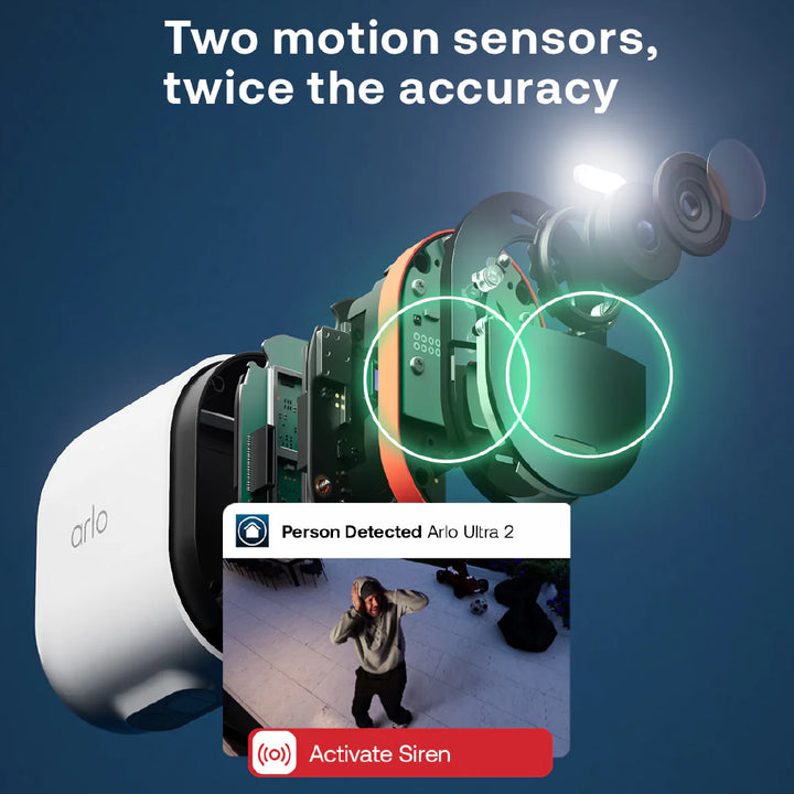 Arlo Ultra 3 VMS5350 4K UHD Wireless Battery-Powered Spotlight Outdoor Security Camera with SmartHub (Supports Local recording) - 3 Cam