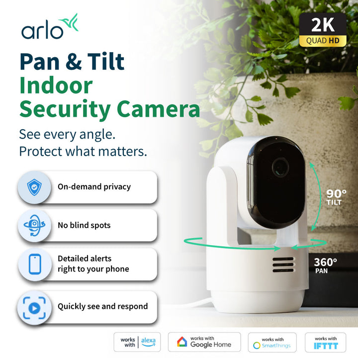 Arlo Essential 3 2K Pan Tilt Indoor Wired Security Camera