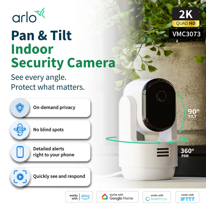 Arlo Essential 3 VMC3073 2K Pan Tilt Indoor Wired Security Camera